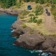 ORV riding on trails in the Keweenaw Point area near Copper Harbor, Michigan.